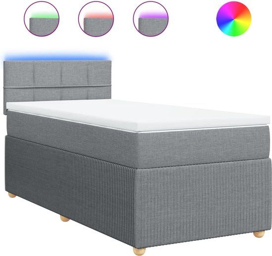 vidaXL Boxspring met matras stof lichtgrijs 100x200 cm