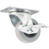 TPR Rubber zwenkwiel met draaibare bovenplaat met rem - 2-inch - 40,8 kg. Draagvermogen - Niet-markering voor ziekenhuizen, voedselservice en andere institutionele toepassingen
