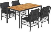 vidaXL 5-delige Tuinset met Kussens, Zwart, Polyrattan