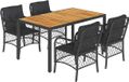 vidaXL 5-delige Tuinset met Kussens, Zwart, Polyrattan
