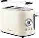 Emerio Retro Broodrooster - 800W Toaster - 2 Sleuven - Broodjeswarmer - 7 Temperatuur instellingen - Kruimellade - TO-133281.1 Creme