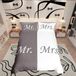Mr. & Mrs. Liebe Dekbedovertrek "Mr. & Mrs. Liebe" Romantisch, King Size, Grijs/Wit