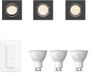 Philips Hue Peridot Set van 3 Inbouwspots (Zwart) - Vierkant - Richtbaar - GU10 - Warmwit Licht - Incl. Hue Dimmer Switch