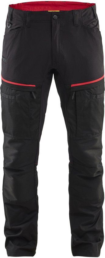 Blåkläder Service werkbroek met stretch 1456-1845 - Mannen - Zwart/Rood - 44