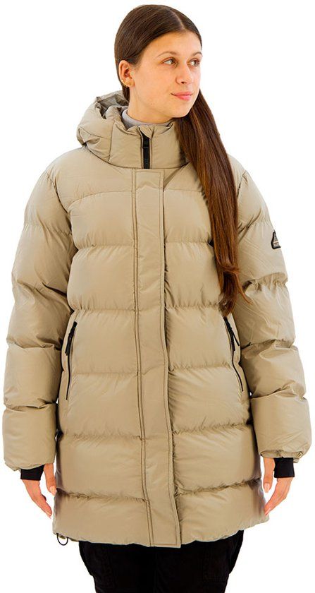 Superdry Dames Jas Hooded Sports Puffer Mid Jkt W5012003a 9u2 Winter Twig Beige Maat M