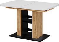 Vicco Eettafel Fenaro, Wit/Goudkleurig Eiken, 120-160 x 80 cm