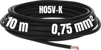 Kalitec 10 meter H05V-K 0,75 mm² zwarte bedradingskabel