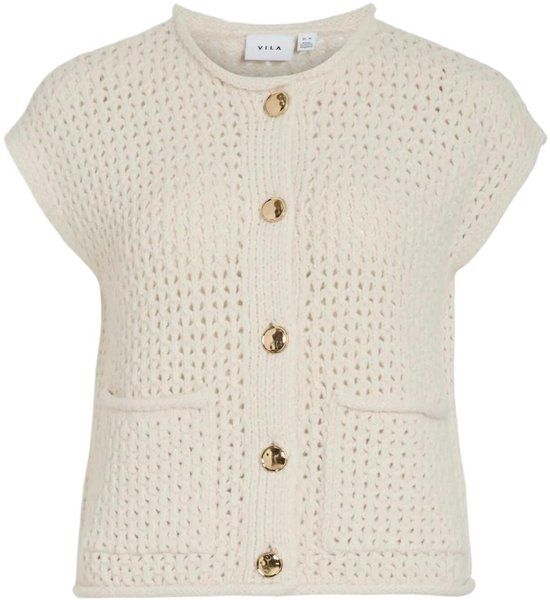 Vila Gilet Vifiluca O-neck S/l Button Knit Ves 14113324 Birch Dames Maat - L