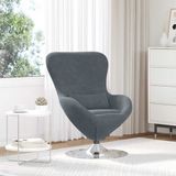 vidaXL Eivormige stoel Donkergrijs Fluweel 63 x 73 x 90 cm