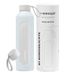Wessper Glazen drinkfles 1 liter, Motivatie fles met hydratatie schaal, Borosilicaat glazen flessen met siliconen hoes, BPA-vrij veilig materiaal - Lichtblauw