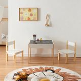 en.casa Kindertafel met 2 kinderstoelen Smedjebacken naturel wit en zwart