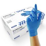 Unigloves Unicare GS0045 Nitrilonderzoekshandschoenen - Multifunctionele poedervrije wegwerphandschoenen, doos van 100 paar, blauw, extra groot
