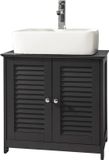 SoBuy FRG237-DG Wastafelmeubel - Grijs Houten Compositie met 2 Deuren