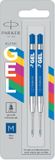 Originele Parker Jotter Gelpen Vullingen | Blauw | Medium Punt (0,7 mm) | 2 Stuks
