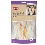 TRIXIE Konijnenoren met vacht – hondensnack van één eiwitbron – 100% konijnenoren – voorzichtig gedroogd – 100 g