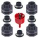 Qitdathn 4 stuks regenton schot fitting kit met pluggen en gatzaaggereedschap, 3/4 inch PVC spigot connector kit voor regentonnen, watertanks, zwembaden, aquaria kuipen (bulkhead 3/4 inch)