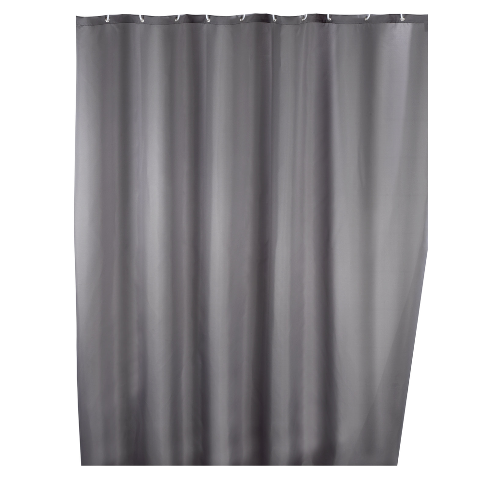 WENKO Anti-mould shower curtain single-colour Grey washable 180 x 200 cm
