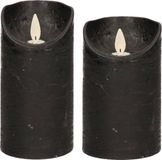 Anna's Collection Set de 2x bougies coniques LED noires avec flamme mobile - 12,5 et 15 cm