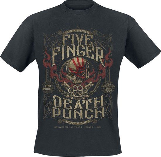 Five Finger Death Punch 100 Proof T-shirt Heren T-shirt - zwart - 4XL