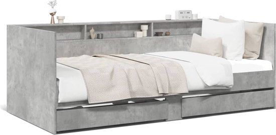 vidaXL Slaapbank met lades 75x190 cm betongrijs