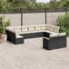 Prolenta Maison Exclusive - Tuinset voor de tuin, bestaande uit 12 delen met kussens, in zwart polyrotan