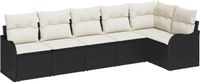 vidaXL Tuinbank Set 6-delig Zwart Polyrotan