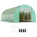 Pangivo Serre Tunnel De Jardin 17,7 m² en acier galvanisé et PE vert avec 8 fenêtres et porte zippée