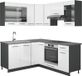 Vicco Hoekkeuken Fame-Line, Wit Hoogglans/Antraciet, 190 x 160 cm zonder werkblad