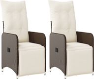 vidaXL Tuinstoelen 2 st verstelbaar met kussens poly rattan bruin