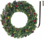 Black Box Couronne de Noël avec lumière et décoration - 142 branches-D45 cm avec crochet de suspension