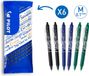 Pilot FriXion Ball Clicker Uitwisbare Pen - 0,7mm - 6 Stuks - Blauw, Groen, Zwart
