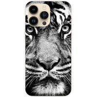 Apple iPhone 14 Pro Max Tigre blanc et noir bedrukt siliconen hoesje