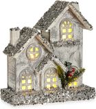 Krist+ Decoratieve figuren Kerstmis Purpurine LED Licht Huis Hout (24 x 27,5 x 8 cm)