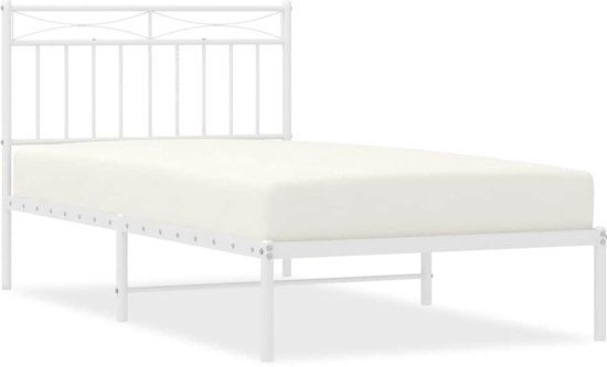 vidaXL Bedframe met Hoofdbord Metaal Wit 100x190 cm