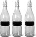 Merkloos 6x Glazen beugelflessen/weckflessen - 1 liter - met krijtbord etiketten