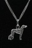MOOYE ® - Collectie Zilveren Deerhound ketting hanger - klein