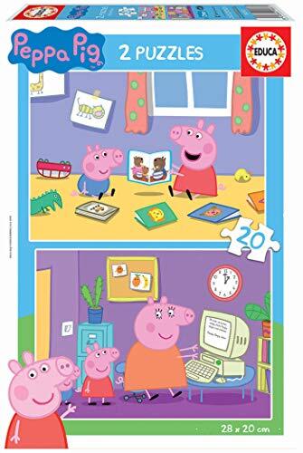 Educa 18087 Pig Peppa Pig 2 puzzels voor kinderen, 20 stukjes, vanaf 3 jaar, kleurrijk