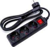 BES LED Stekkerdoos met Schakelaar - 3 Stopcontacten - 1.5 Meter - Zwart