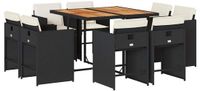 vidaXL 9-delige Tuinset Poly Rattan Zwart