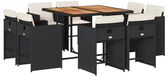 vidaXL Ensemble de jardin 9 pièces Poly rotin Noir