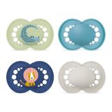 MAM Lot de 4 tétines Jungle/plain en silicone, 6-16, bleu