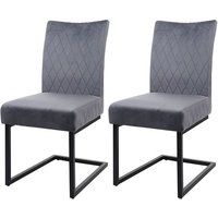 HWC Set van 2 sledestoelen HWC-L15, bezoekersstoel conferentiestoel, fluweel gepoedercoat staal ~ donkergrijs