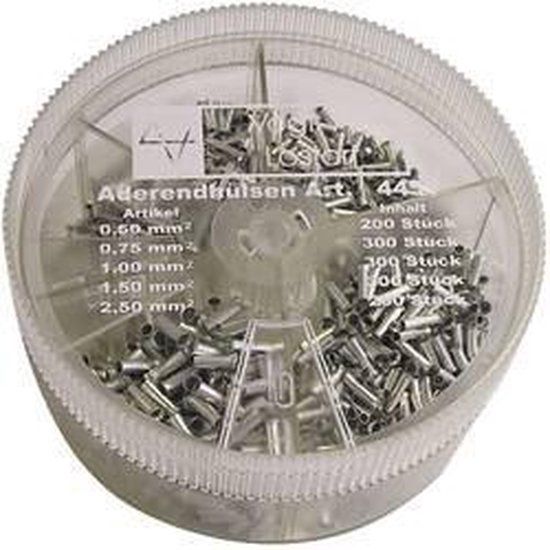 Vogt Verbindungstechnik 625388 Assortiment adereindhulzen 0.5 mm², 0.75 mm², 1 mm², 1.5 mm², 2.5 mm² Ongeïsoleerd Metaal