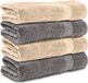 Komfortec Badhanddoeken - Set van 4 - 70x140 cm - 100% Katoen - Antracietgrijs & Beige