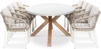 BUITEN living Livorno/Dakota bruin dining tuinset 9-delig | betonlook + touw | 280cm ovaal | 8 personen