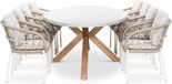 BUITEN living Livorno/Dakota bruin dining tuinset 9-delig | betonlook + touw | 280cm ovaal | 8 personen