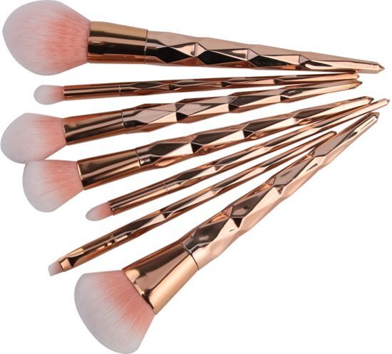 Fashion Favorite 7-delige Make-up Kwasten/Brush Set Shiny Rosegold