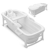 SereneLife Draagbare, Opvouwbare Badkuip, 150 cm Ligbad Volwassenen Wit