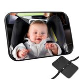 AiQInu Grote autospiegel voor de achterbank, onbreekbare achterbankspiegel, draaibare spiegel, voor kinderzitje en babyzitje, zwart
