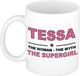 Bellatio Decorations Naam cadeau Tessa - The woman, The myth the supergirl koffie mok / beker 300 ml